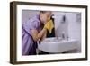 Girl Washing Her Face at Sink-William P. Gottlieb-Framed Photographic Print