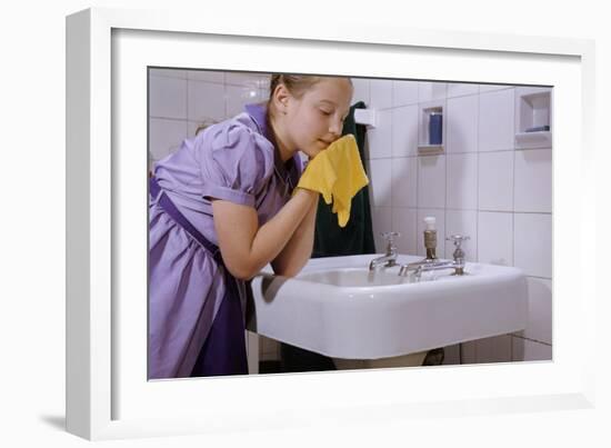 Girl Washing Her Face at Sink-William P. Gottlieb-Framed Photographic Print