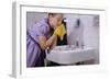 Girl Washing Her Face at Sink-William P. Gottlieb-Framed Photographic Print