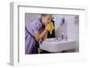 Girl Washing Her Face at Sink-William P. Gottlieb-Framed Photographic Print