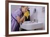 Girl Washing Her Face at Sink-William P. Gottlieb-Framed Photographic Print