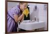 Girl Washing Her Face at Sink-William P. Gottlieb-Framed Photographic Print