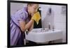 Girl Washing Her Face at Sink-William P. Gottlieb-Framed Photographic Print