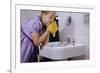 Girl Washing Her Face at Sink-William P. Gottlieb-Framed Photographic Print