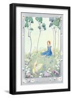 Girl Watching Moon Fairy-null-Framed Art Print