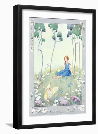 Girl Watching Moon Fairy-null-Framed Art Print