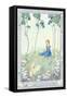 Girl Watching Moon Fairy-null-Framed Stretched Canvas