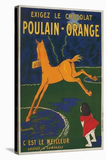 Girl Watching Orange Horse-null-Stretched Canvas