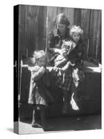 Girl Watching over Her Sisters in a Pre-War Jewish Quarter Area-null-Stretched Canvas