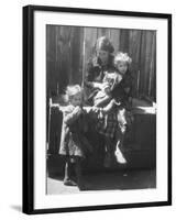 Girl Watching over Her Sisters in a Pre-War Jewish Quarter Area-null-Framed Photographic Print