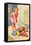 Girl Watching Puppy in Cradle-null-Framed Stretched Canvas