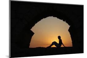 Girl watching sunset in Cesarea-Godong-Mounted Photographic Print