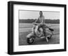 Girl Wearing a Headscarf and Jazzy Slacks Models a Lambretta Ld 125 Mark IV Scooter-null-Framed Photographic Print