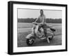 Girl Wearing a Headscarf and Jazzy Slacks Models a Lambretta Ld 125 Mark IV Scooter-null-Framed Premium Photographic Print