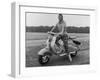 Girl Wearing a Headscarf and Jazzy Slacks Models a Lambretta Ld 125 Mark IV Scooter-null-Framed Premium Photographic Print