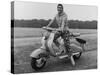 Girl Wearing a Headscarf and Jazzy Slacks Models a Lambretta Ld 125 Mark IV Scooter-null-Stretched Canvas