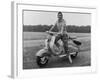 Girl Wearing a Headscarf and Jazzy Slacks Models a Lambretta Ld 125 Mark IV Scooter-null-Framed Photographic Print