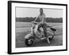 Girl Wearing a Headscarf and Jazzy Slacks Models a Lambretta Ld 125 Mark IV Scooter-null-Framed Photographic Print