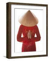 Girl Wearing Ao Dai Dress, Hanoi, Vietnam-Jon Arnold-Framed Photographic Print