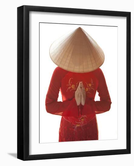 Girl Wearing Ao Dai Dress, Hanoi, Vietnam-Jon Arnold-Framed Photographic Print