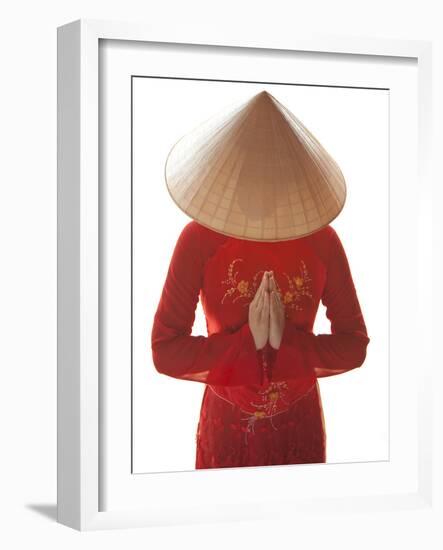 Girl Wearing Ao Dai Dress, Hanoi, Vietnam-Jon Arnold-Framed Photographic Print