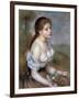 Girl Wih Flowers, C1900-Pierre-Auguste Renoir-Framed Giclee Print