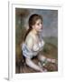 Girl Wih Flowers, C1900-Pierre-Auguste Renoir-Framed Giclee Print