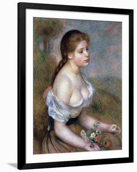 Girl Wih Flowers, C1900-Pierre-Auguste Renoir-Framed Giclee Print