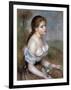Girl Wih Flowers, C1900-Pierre-Auguste Renoir-Framed Giclee Print