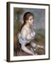 Girl Wih Flowers, C1900-Pierre-Auguste Renoir-Framed Giclee Print