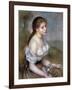 Girl Wih Flowers, C1900-Pierre-Auguste Renoir-Framed Giclee Print