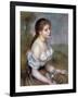 Girl Wih Flowers, C1900-Pierre-Auguste Renoir-Framed Giclee Print