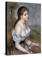 Girl Wih Flowers, C1900-Pierre-Auguste Renoir-Stretched Canvas