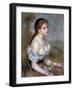 Girl Wih Flowers, C1900-Pierre-Auguste Renoir-Framed Giclee Print