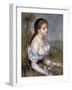 Girl Wih Flowers, C1900-Pierre-Auguste Renoir-Framed Giclee Print