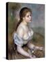 Girl Wih Flowers, C1900-Pierre-Auguste Renoir-Stretched Canvas