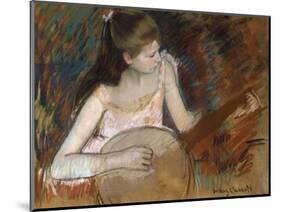 Girl with a Banjo-Mary Cassatt-Mounted Giclee Print