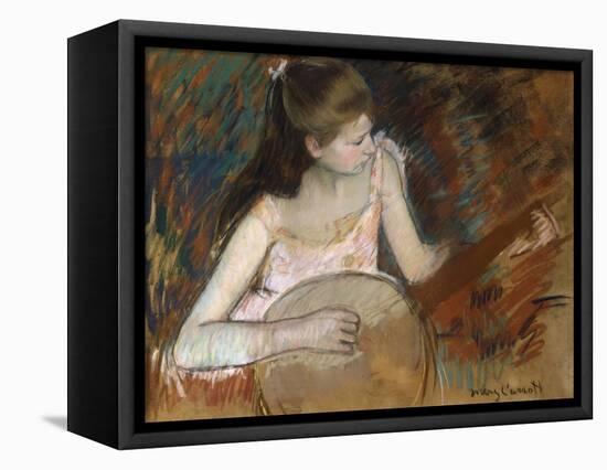 Girl with a Banjo-Mary Cassatt-Framed Stretched Canvas