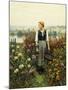 Girl with a Basket in a Garden-Daniel Ridgway Knight-Mounted Giclee Print