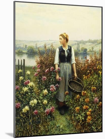 Girl with a Basket in a Garden-Daniel Ridgway Knight-Mounted Giclee Print