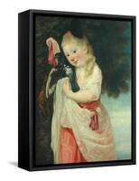 Girl with a Bird-John Hoppner-Framed Stretched Canvas