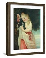 Girl with a Bird-John Hoppner-Framed Giclee Print