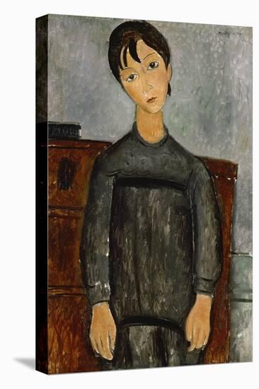 Girl with a Black Apron-Amadeo Modigliani-Stretched Canvas
