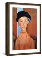 Girl with a Black Hat, 1918-Amedeo Modigliani-Framed Giclee Print