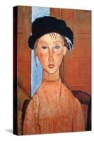 Girl with a Black Hat, 1918-Amedeo Modigliani-Stretched Canvas