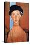 Girl with a Black Hat, 1918-Amedeo Modigliani-Stretched Canvas