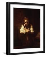 Girl with a Broom, 1640-Rembrandt van Rijn-Framed Giclee Print