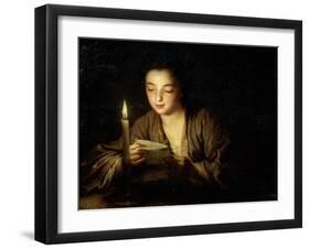 Girl with a Candle, Late 17th or Early 18th Century-Jean-Baptiste Santerre-Framed Giclee Print