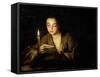 Girl with a Candle, Late 17th or Early 18th Century-Jean-Baptiste Santerre-Framed Stretched Canvas
