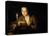 Girl with a Candle, Late 17th or Early 18th Century-Jean-Baptiste Santerre-Stretched Canvas